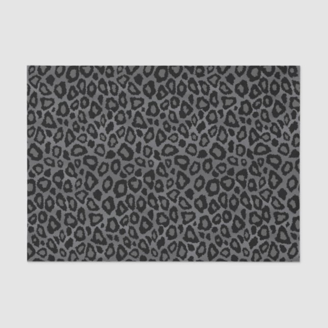 Grey and Black Leopard Animal Print Tissue Paper (Front)
