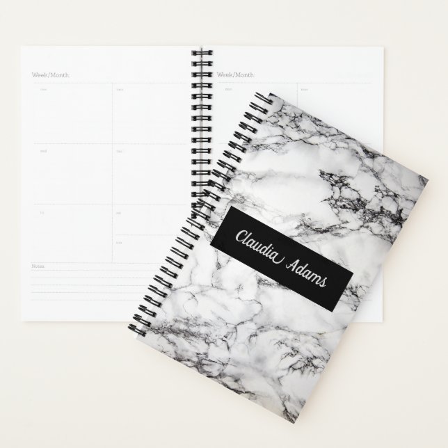Grey And Black Marble Stone Grey Stripe Planner (Display)