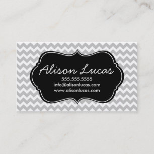 Grey and Black Modern Chevron Stripes Business Card