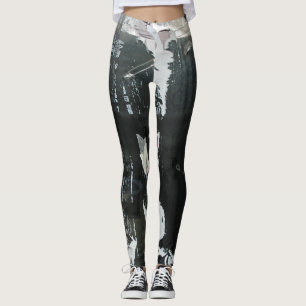 Grey and Black photo Leggings