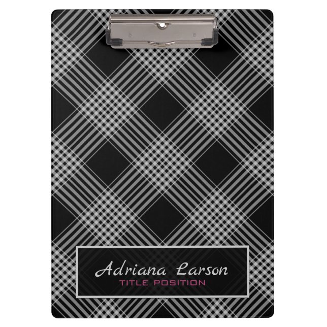 Grey And Black Plaid Pattern Clipboard (Front)