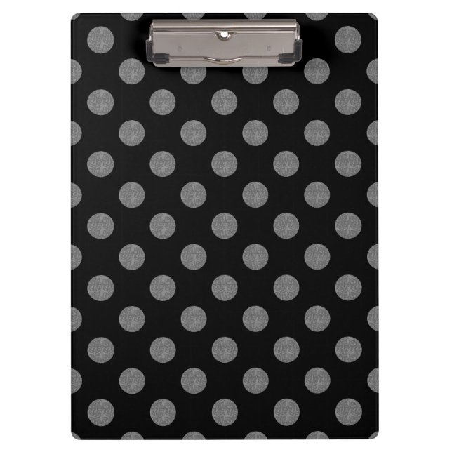 Grey and black polka dots clipboard (Front)