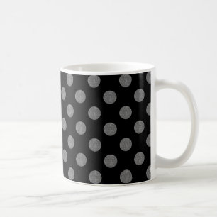 Grey and black polka dots coffee mug
