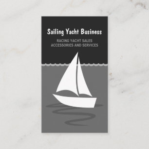Grey and Black Sailing Yacht Sail Boat Boating Business Card