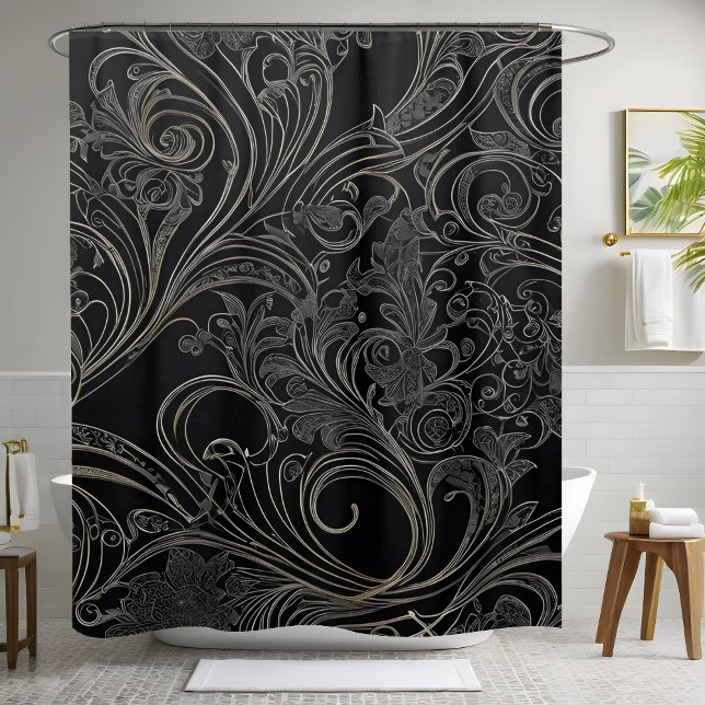 Grey and Black Shower Curtain Style 3 (Creator Uploaded)