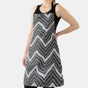 Grey and black sketch chevron apron