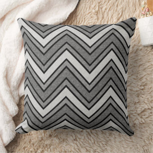 Grey and black sketch chevron cushion