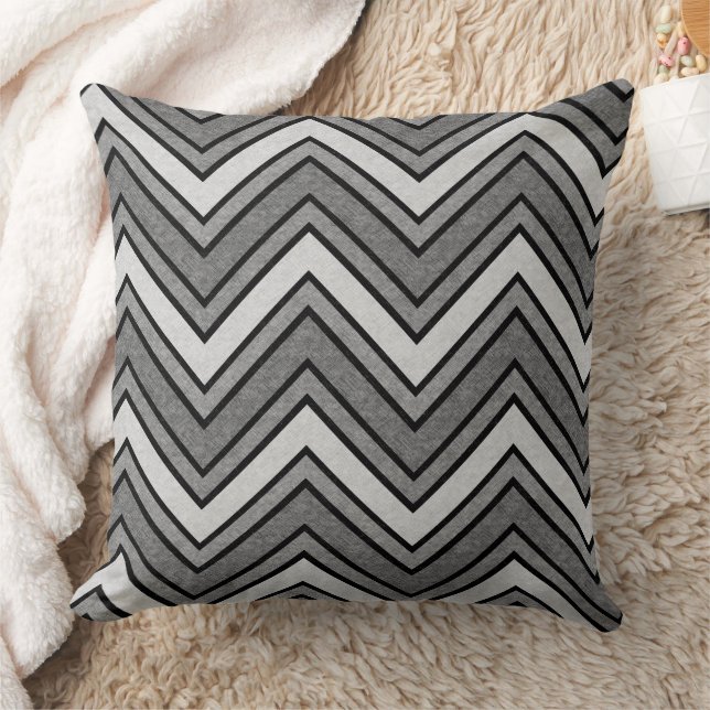 Grey and black sketch chevron cushion (Blanket)