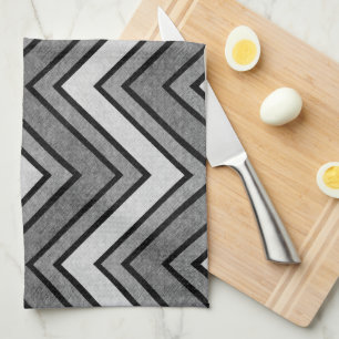 Grey and black sketch chevron tea towel