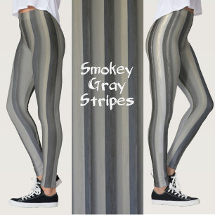 Grey and Black Smokey Monochromatic Striped Leggings