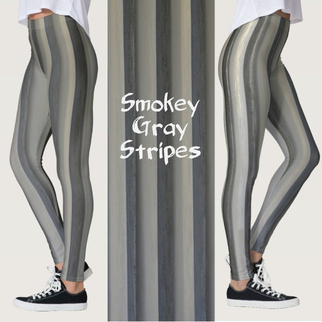 Grey and Black Smokey Monochromatic Striped Leggings (Creator Uploaded)