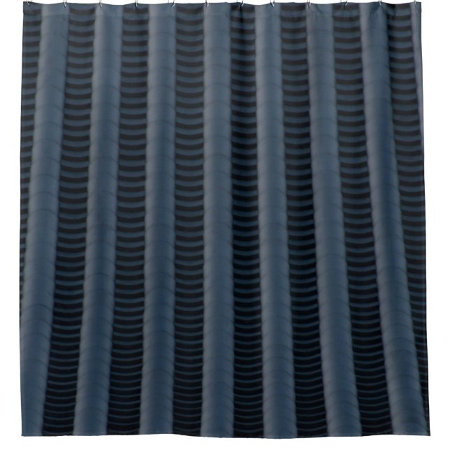 Grey and black striped illustration shower curtain (Front)