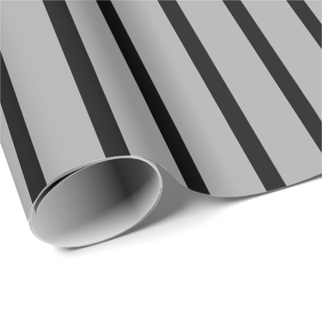 Grey and Black Striped Wrapping Paper (Roll Corner)