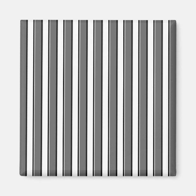 Grey and Black Stripes on White Magnet (Front)