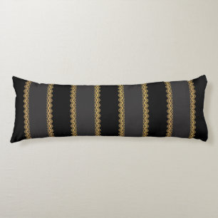 Grey and Black Stripes with Gold Lace Body Cushion