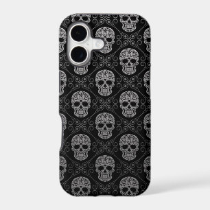 Grey and Black Sugar Skull Pattern