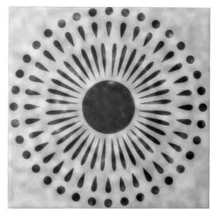 Grey and Black Sunburst Tile Decorative Art