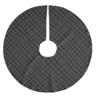 Grey and Black Tartan Brushed Polyester Tree Skirt