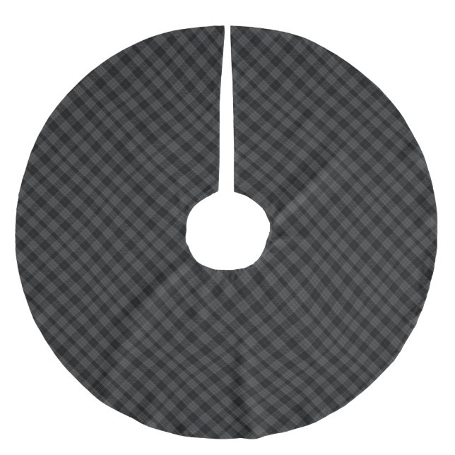 Grey and Black Tartan Brushed Polyester Tree Skirt (Front)