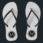 Grey and Black Tiny Dots Monogram Thongs<br><div class="desc">Custom printed flip flop sandals with a cute girly polka dot pattern and your custom monogram or other text in a circle frame. Click Customise It to change text fonts and colours or add your own images to create a unique one of a kind design!</div>