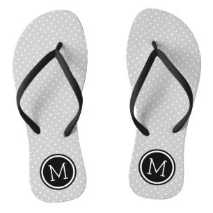 Grey and Black Tiny Dots Monogram Thongs