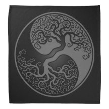 Grey and Black Tree of Life Yin Yang