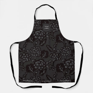 Grey and Black Vibrant and Bold Floral Pattern Apron