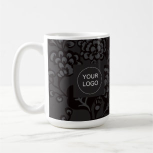 Grey and Black Vibrant and Bold Floral Pattern Coffee Mug