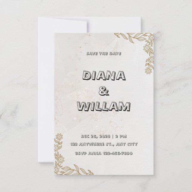 Grey and black wedding invitation (Front)