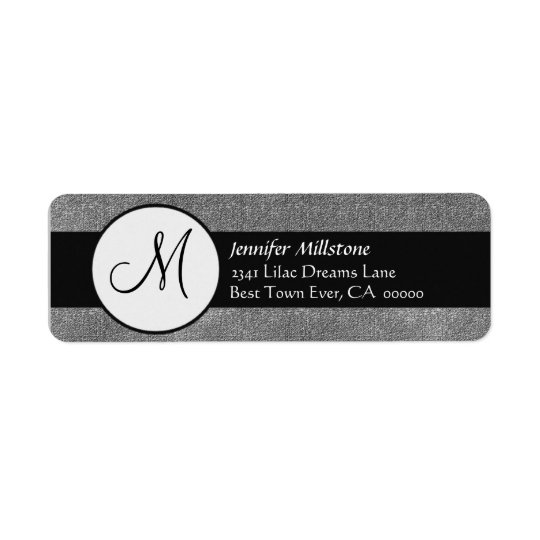 Grey and Black Wedding Monogram Address Label