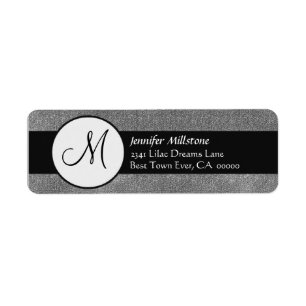 Grey and Black Wedding Monogram Address Label Return Address Label