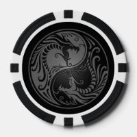 Grey and Black Yin Yang Dragon