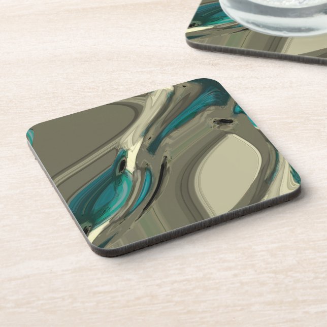 Grey and Blue Abstract Art Coaster (Left Side)