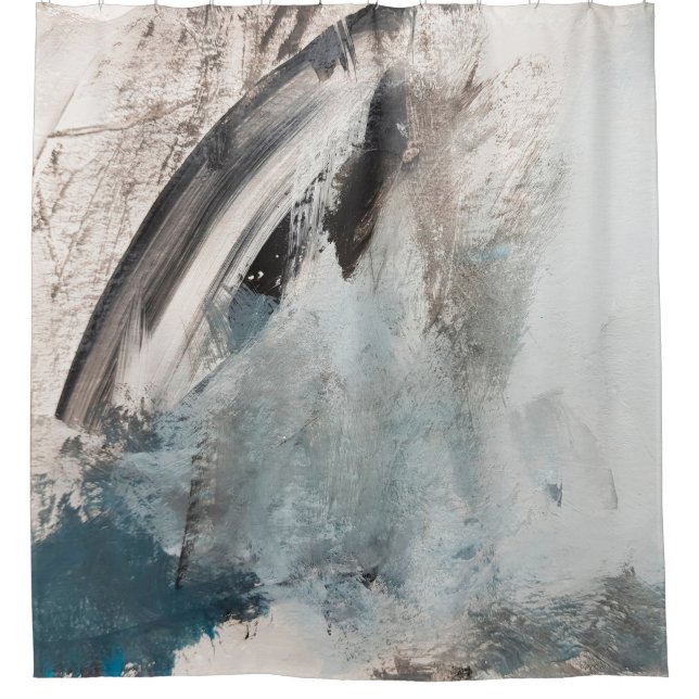 Grey and Blue Abstract Art Painting.abstract,art,g Shower Curtain (Front)