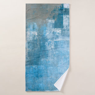 Grey and Blue Abstract Art Paintingabstract, paint Bath Towel