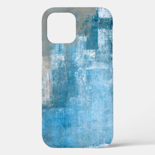 Grey and Blue Abstract Art Paintingabstract, paint iPhone 12 Case