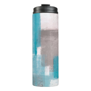 Grey and Blue Abstract Art Paintingabstract,painti Thermal Tumbler