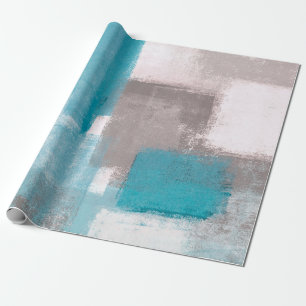Grey and Blue Abstract Art Paintingabstract,painti Wrapping Paper