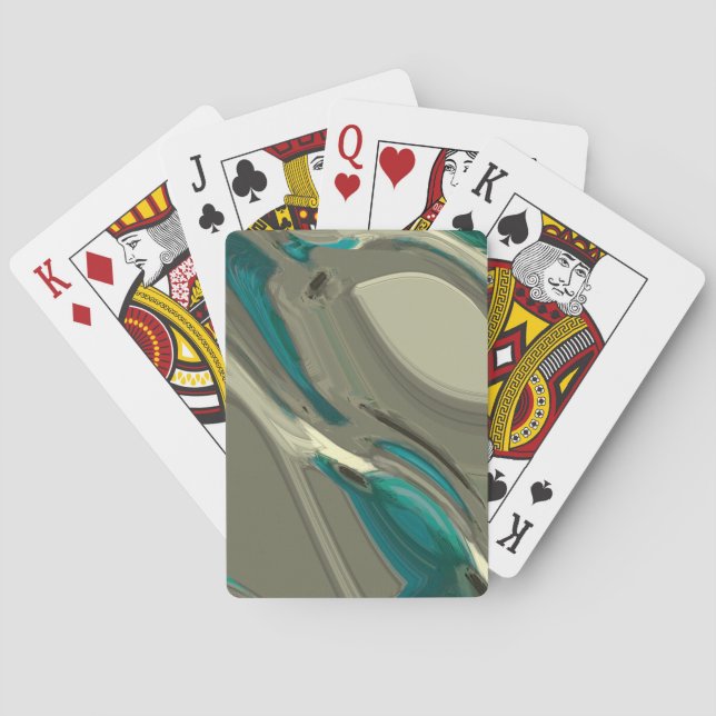Grey and Blue Abstract Art Playing Cards (Back)