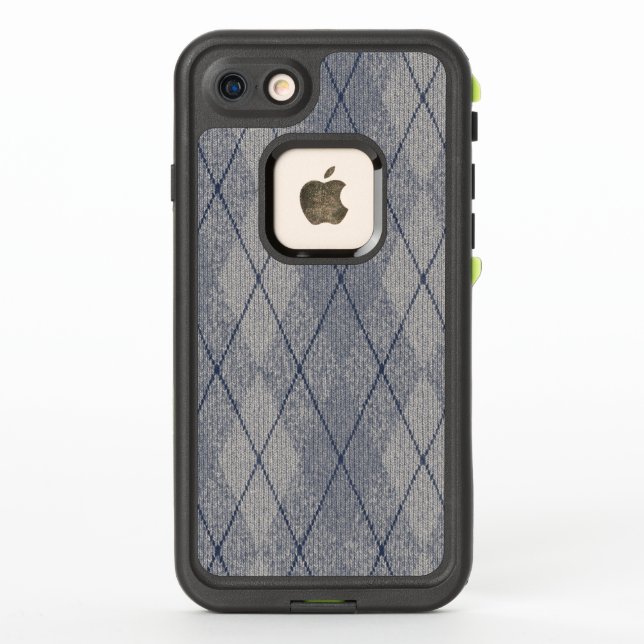 Grey and Blue Argyle Pattern LifeProof iPhone Case (Back)