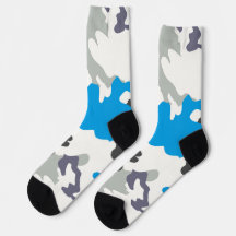 Grey and Blue Camouflage Design Socks