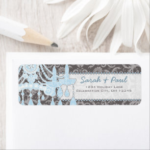 Grey and Blue Chandeliers Return Address Label