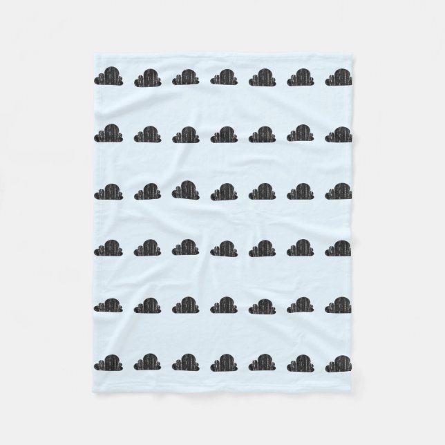 Grey and Blue Cloud Fleece Blanket (Front)