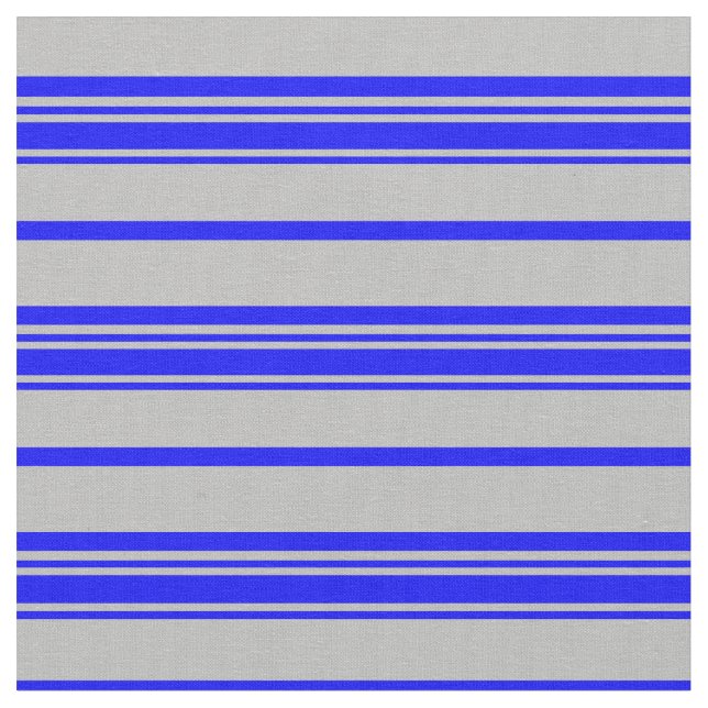 Grey and Blue Coloured Pattern of Stripes Fabric (Close Up)