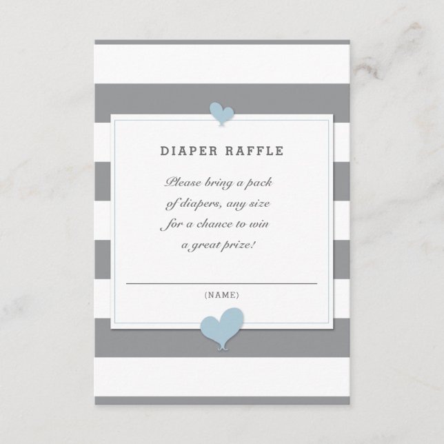 Grey and Blue Diaper Raffle Enclosure Card (Front)