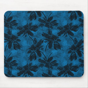 Grey and blue floral pattern. mouse pad