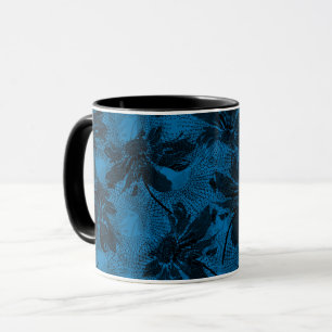 Grey and blue floral pattern. mug