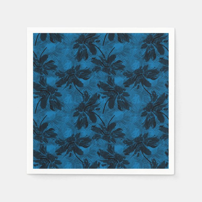 Grey and blue floral pattern. napkin (Front)