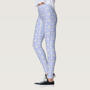Grey and Blue Flower Pattern Leggings