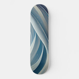 Grey and blue flowing lines skateboard